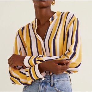 NWT Mango Chiffon long sleeve button down blouse